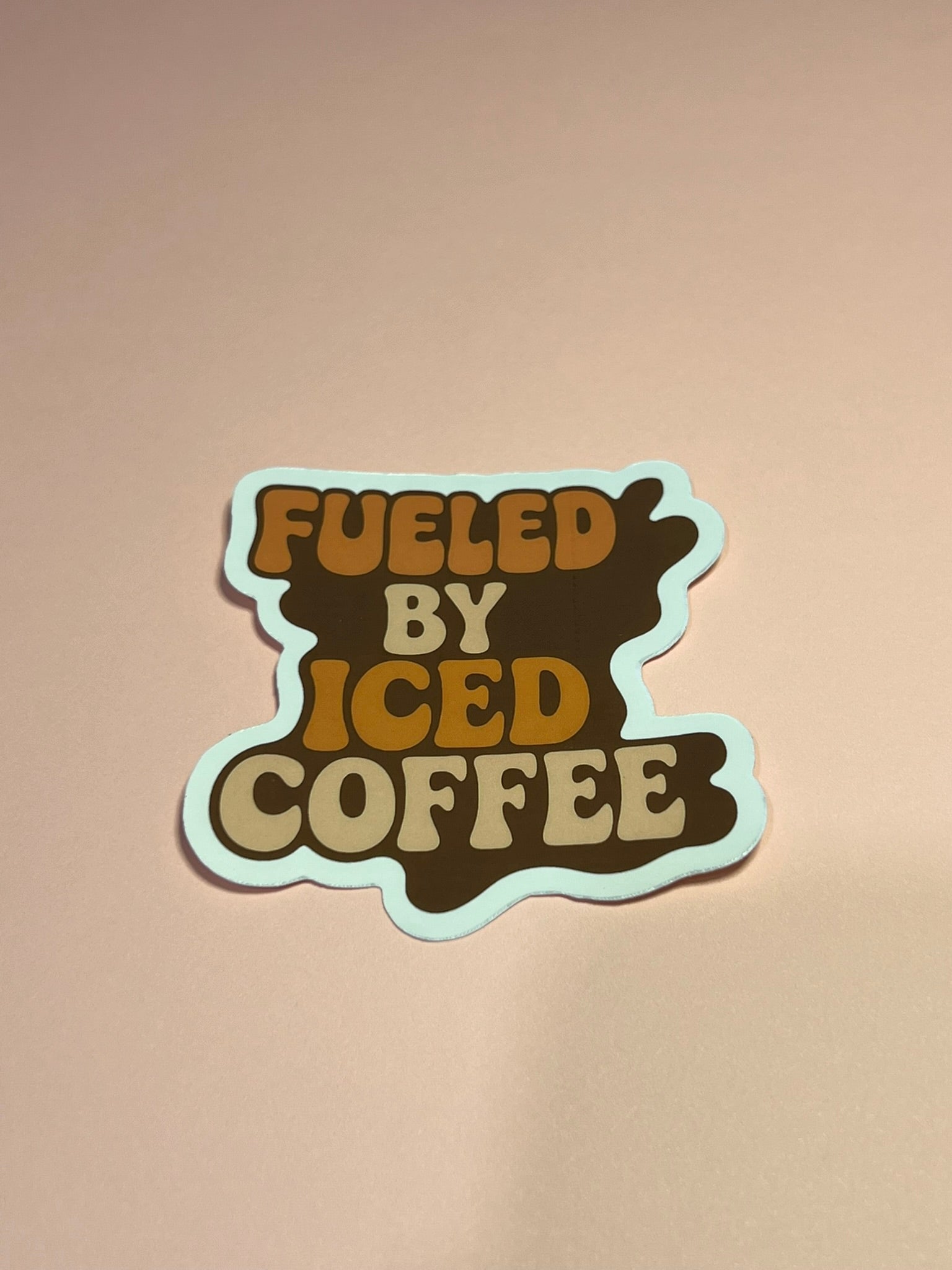 Fueled By Iced Coffee Sticker – Cute Coffee Lover Vinyl Sticker for Water Bottles & Laptops