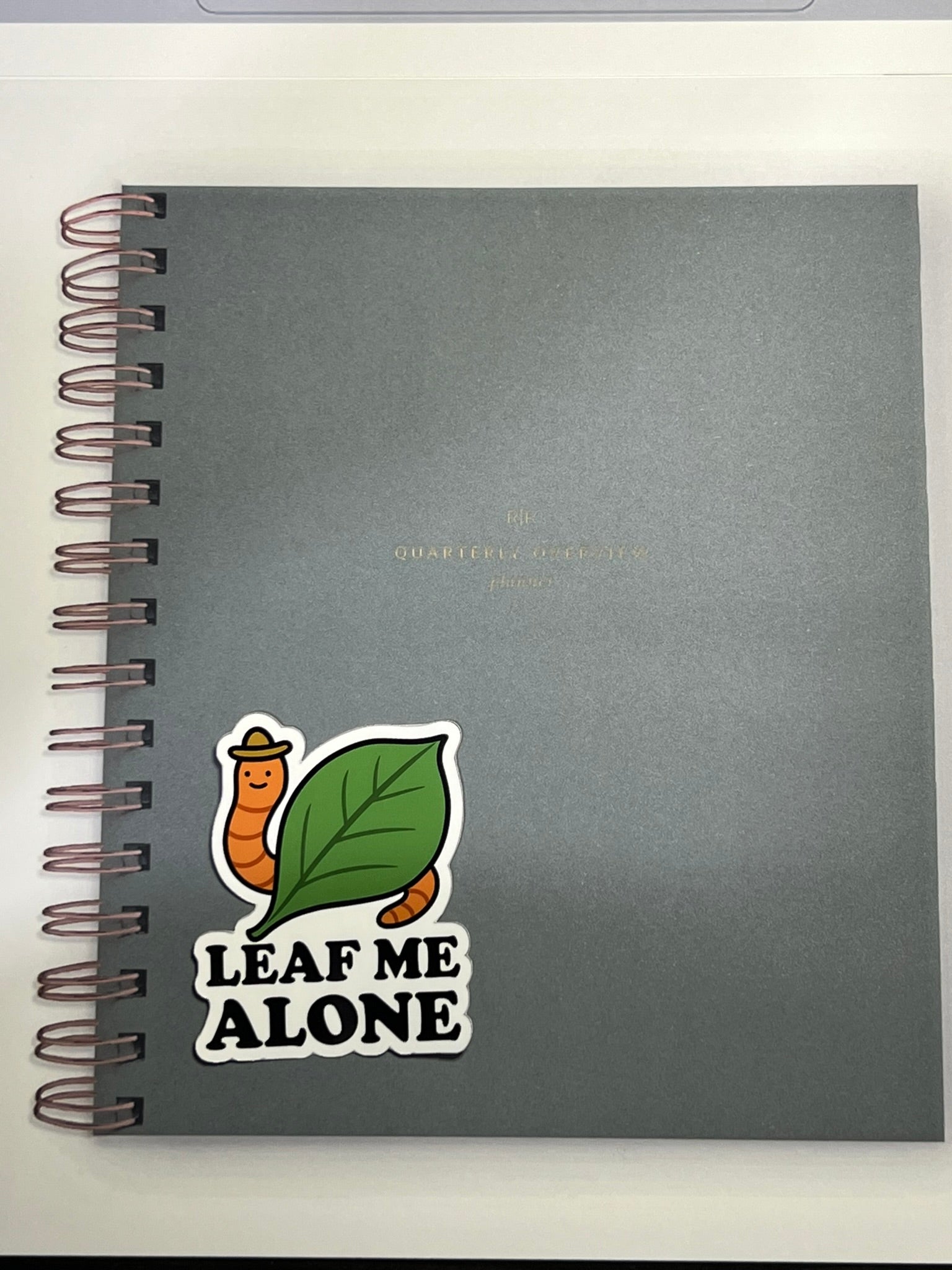Leaf Me Alone Funny Worm Sticker – Cute Cartoon Nature Pun Vinyl Sticker
