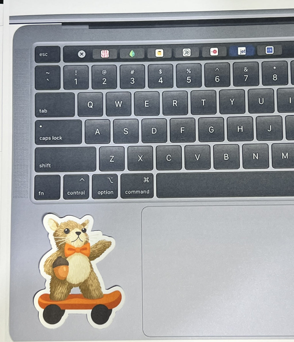 Squirrel on a Skateboard Sticker – Cute Animal Vinyl Sticker, Funny Quirky Sticker, Water-Resistant Die Cut Decal