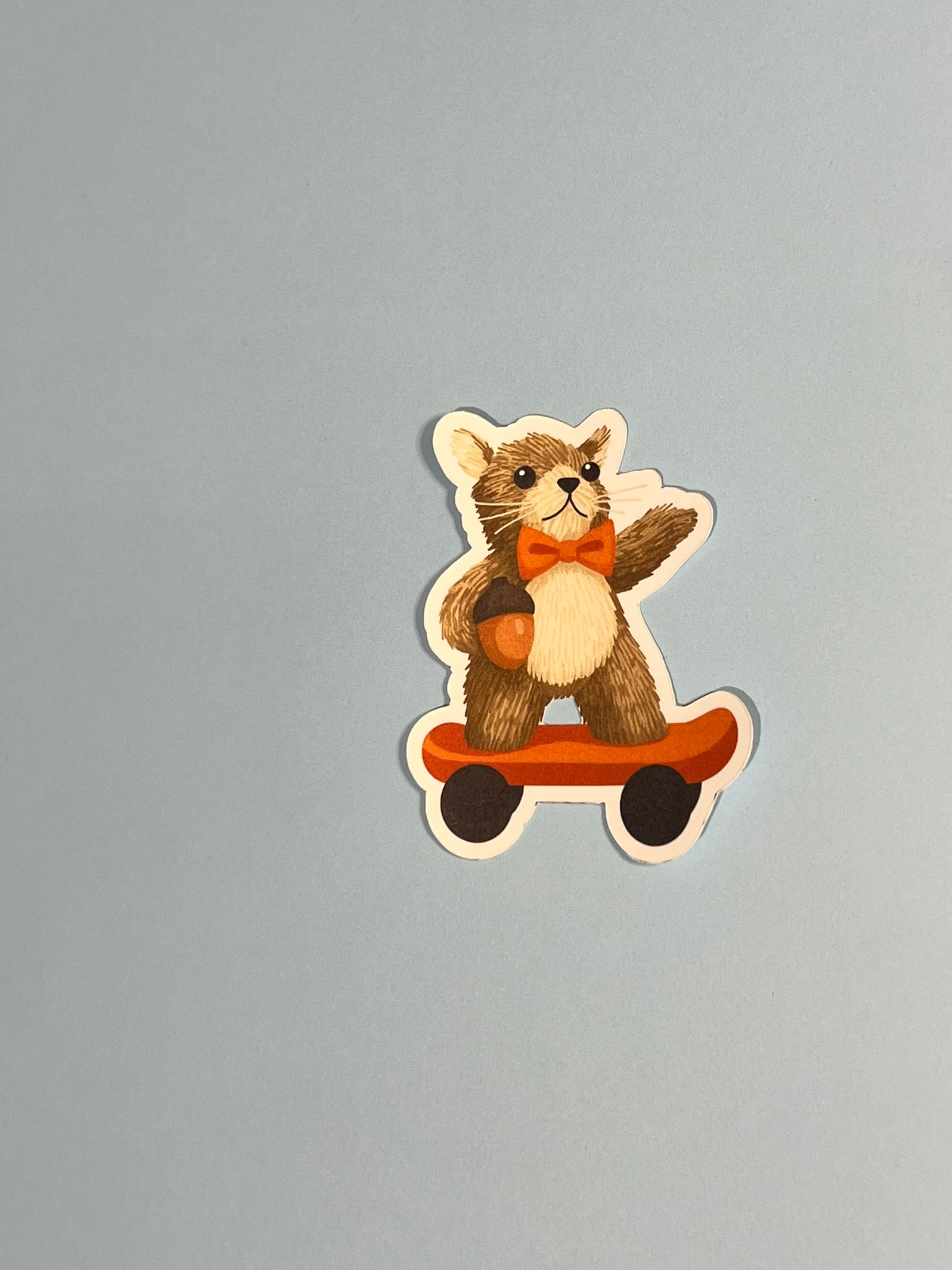 Squirrel on a Skateboard Sticker – Cute Animal Vinyl Sticker, Funny Quirky Sticker, Water-Resistant Die Cut Decal