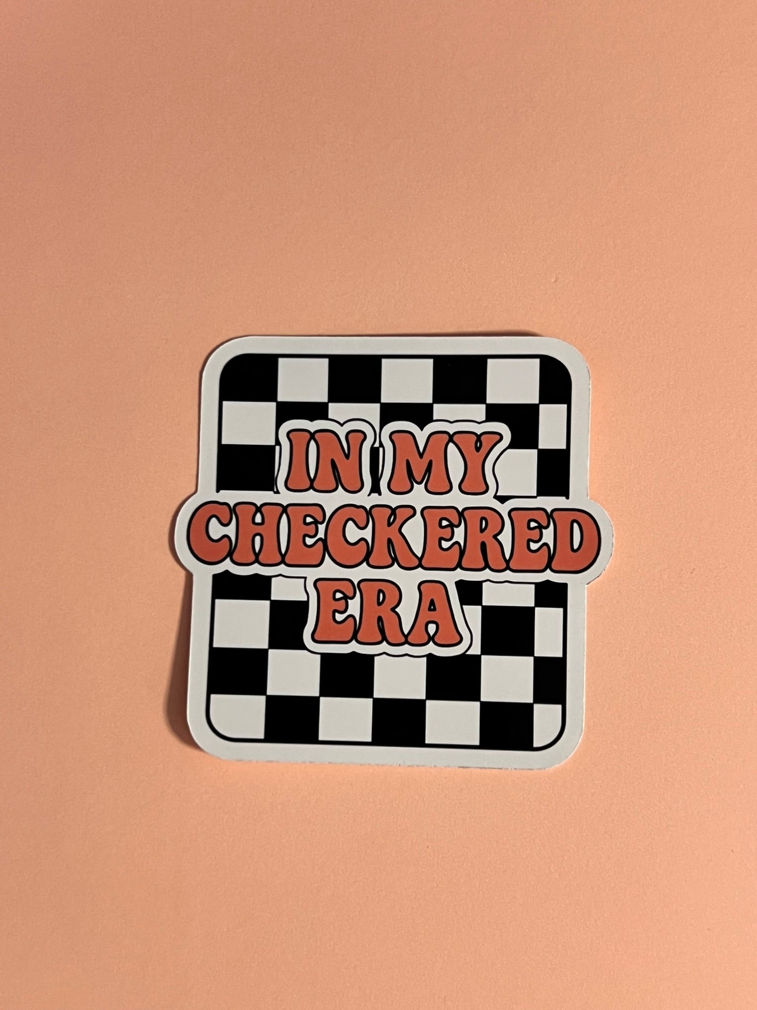 In My Checkered Era Sticker – Trendy Aesthetic Vinyl Sticker, Water-Resistant Die Cut Decal