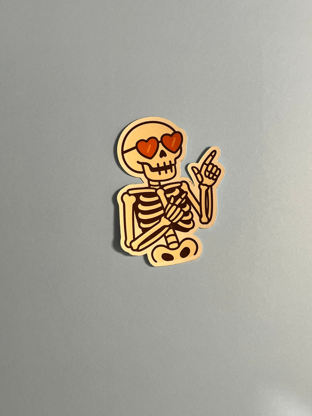 Silly Skeleton Sticker – Cute Skeleton with Heart Sunglasses