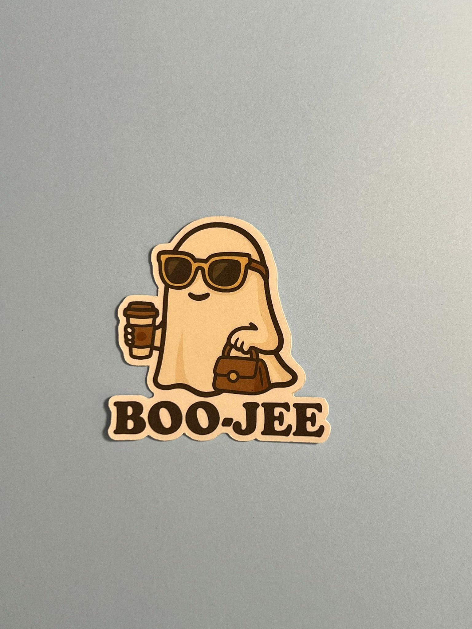 Boo-jee Sticker – Designer Ghost with Sunglasses, Coffee & Purse