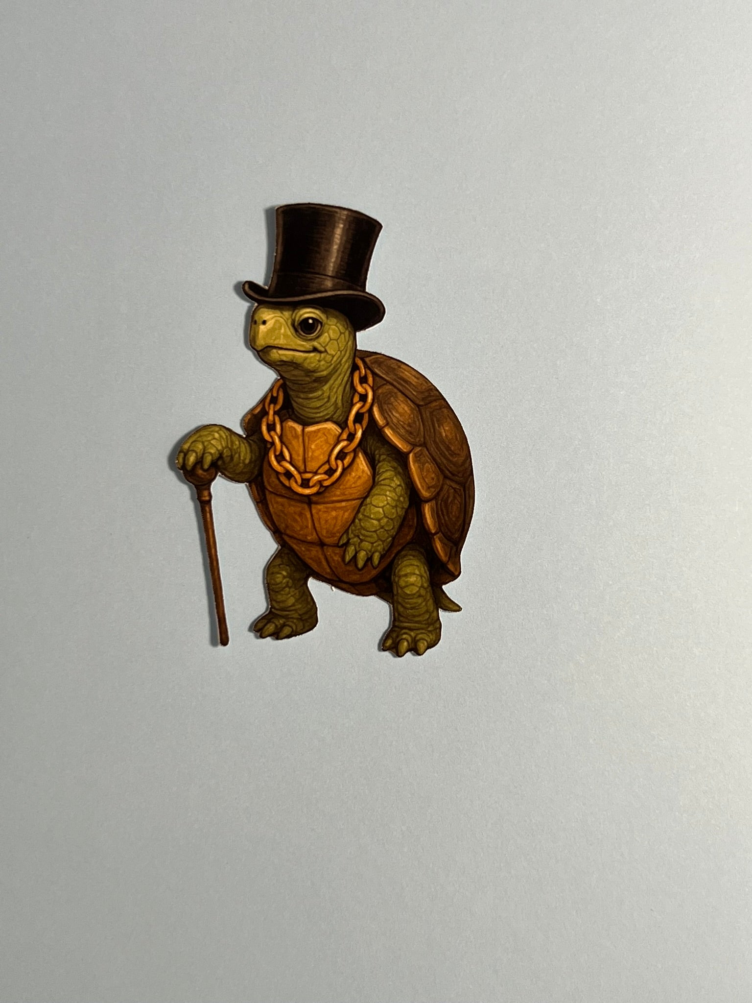 Turtle with a Top Hat Chain and Cane Sticker – Fancy Gentleman Turtle Vinyl Sticker, Cute Quirky Animal Decal