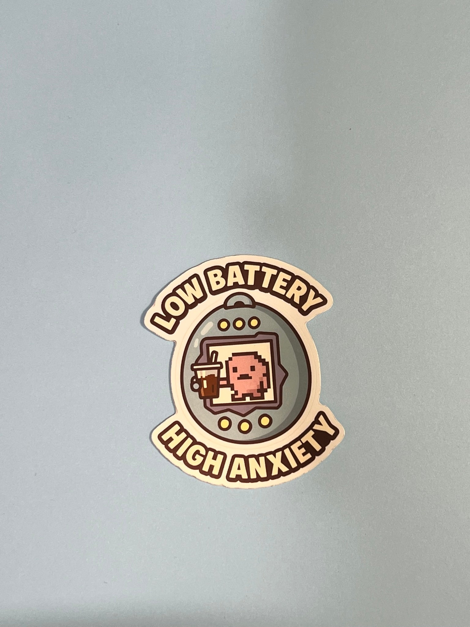Tamagotchi Sticker | Low Battery, High Anxiety | Glossy Vinyl Sticker