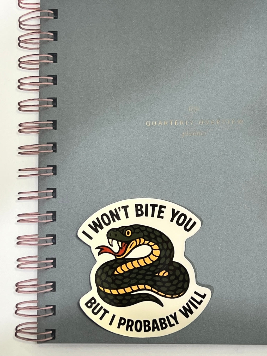 I Won’t Bite You But I Probably Will Snake Sticker – Funny Sassy Vinyl Sticker, Quirky Reptile Lover Die Cut Decal