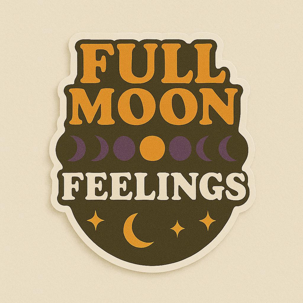Full Moon Feelings Sticker – Retro Moon Phases Halloween Sticker
