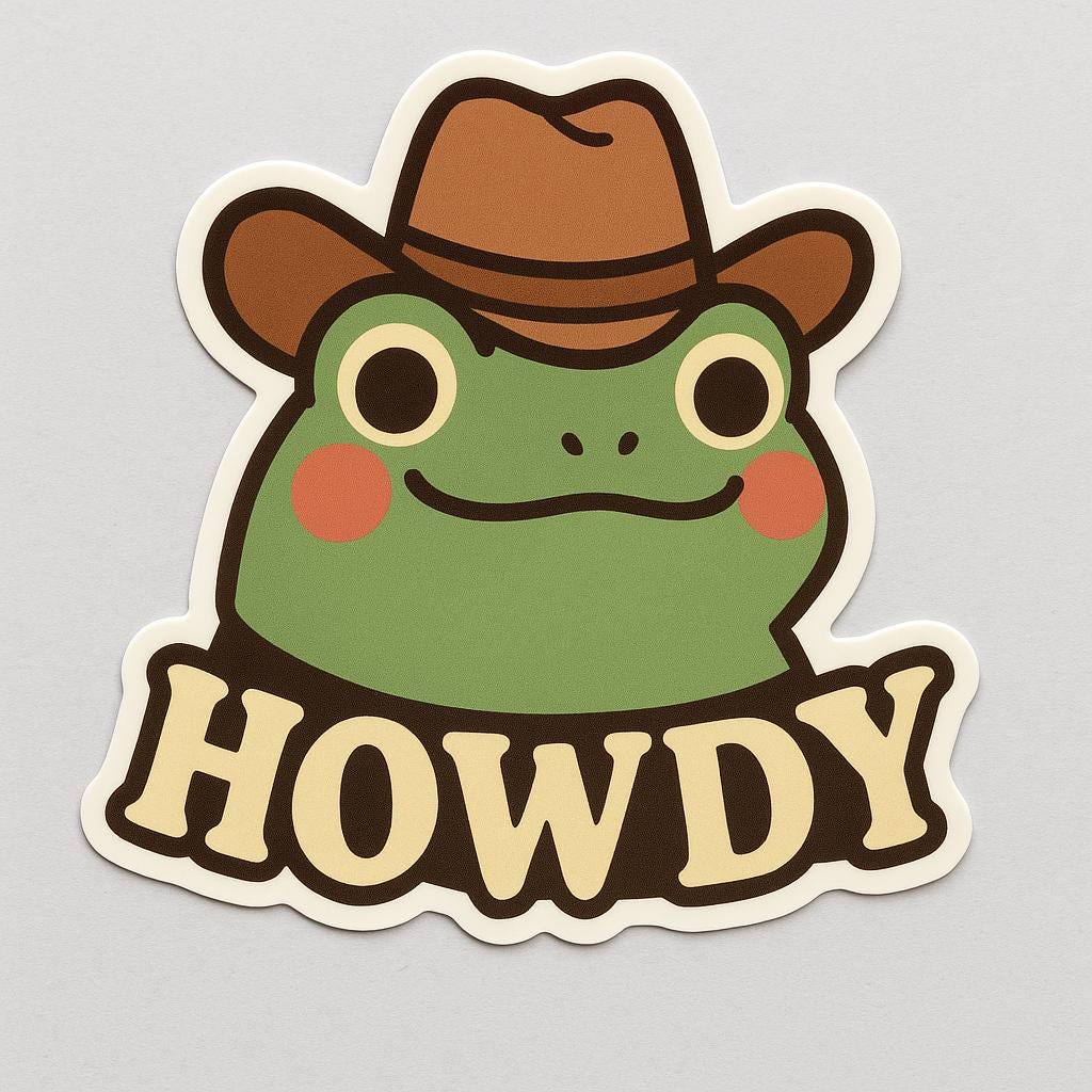 Frog Howdy | Cowboy | Glossy Vinyl Sticker