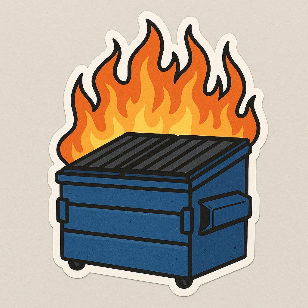 Dumpster Fire Sticker | Glossy Vinyl