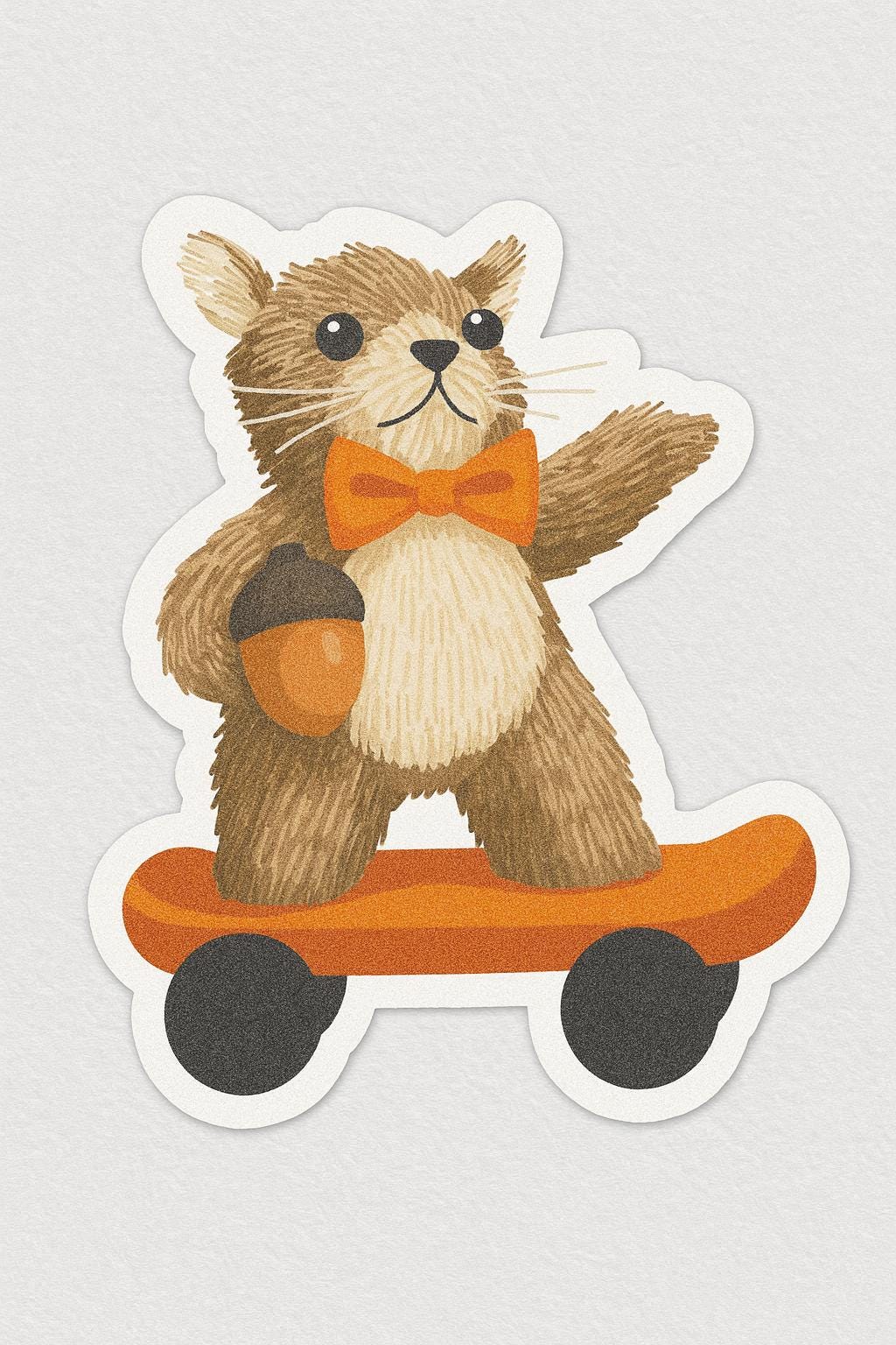 Squirrel on a Skateboard Sticker – Cute Animal Vinyl Sticker, Funny Quirky Sticker, Water-Resistant Die Cut Decal