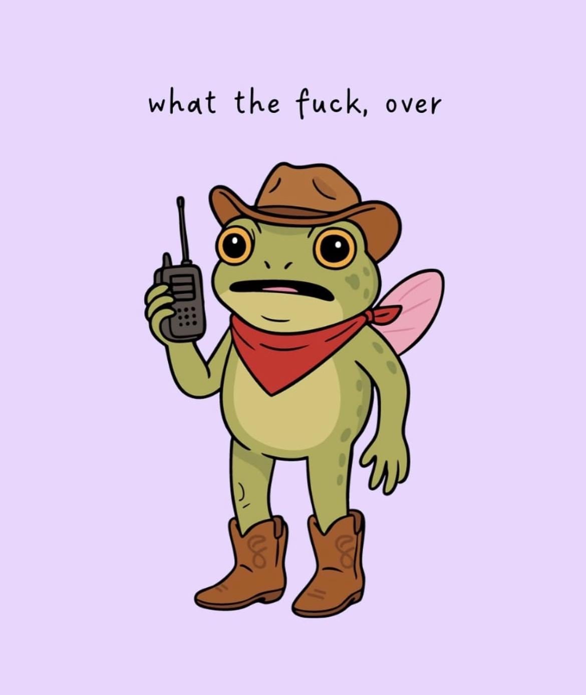 Frog With Walkie Talkie Sticker – “WTF: Over” Funny Frog Vinyl Sticker