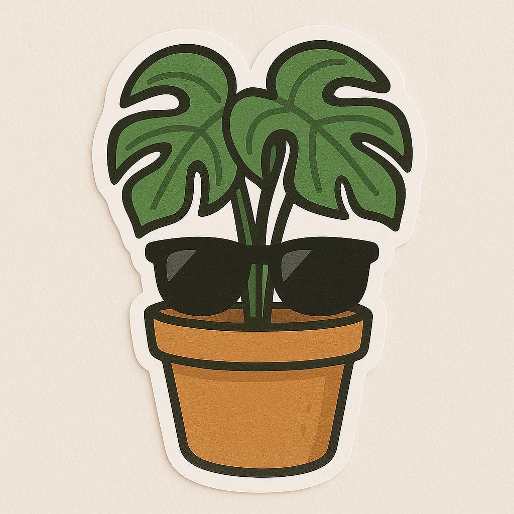 Plant With Glasses Sticker – Cute Nerdy Plant Vinyl Sticker for Plant Lovers