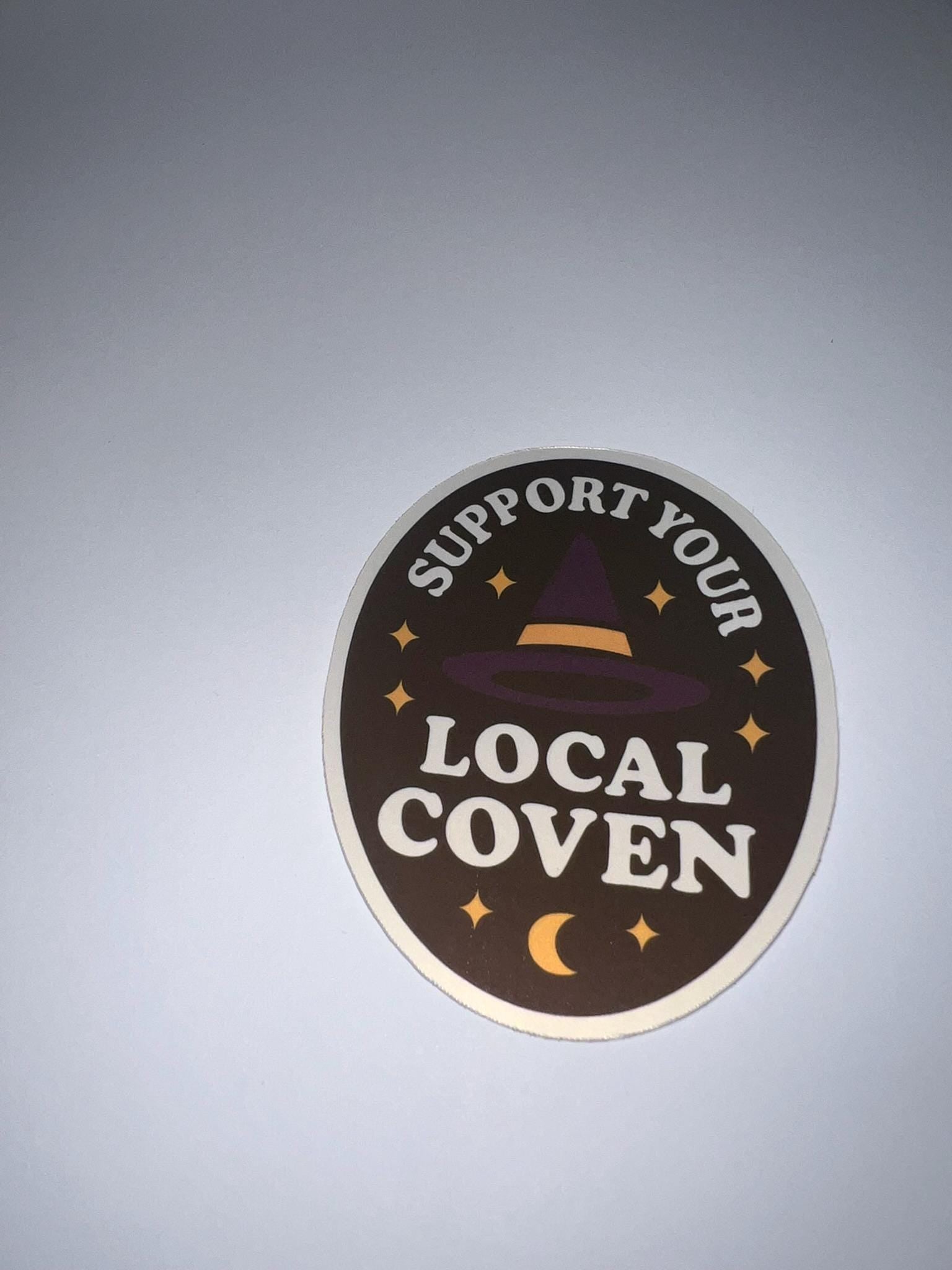 Support Your Local Coven Sticker – Witchy Halloween Vinyl Sticker
