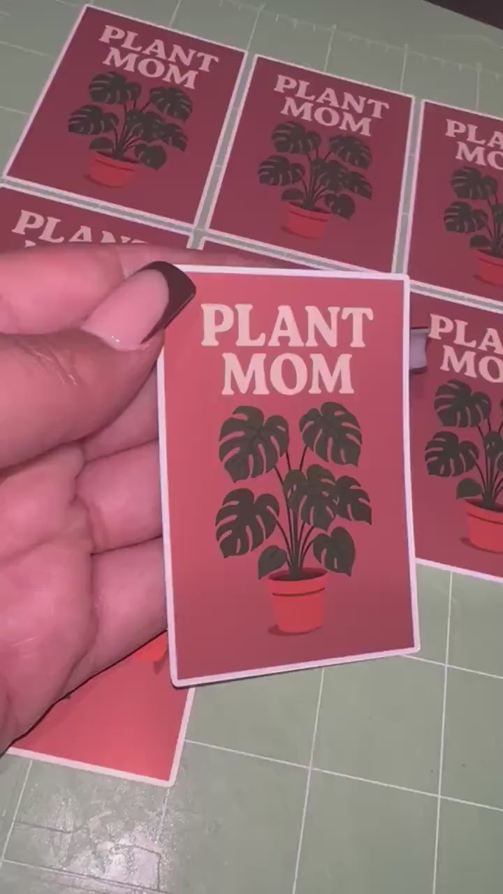 Plant Mom Sticker – Aesthetic Plant Lover Vinyl Sticker, Houseplant Sticker, Greenery Botanical Die Cut Decal