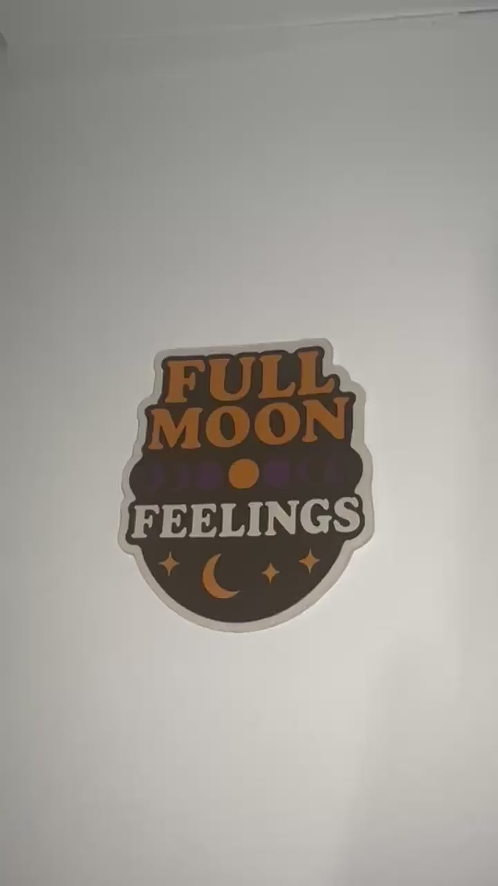 Full Moon Feelings Sticker – Retro Moon Phases Halloween Sticker