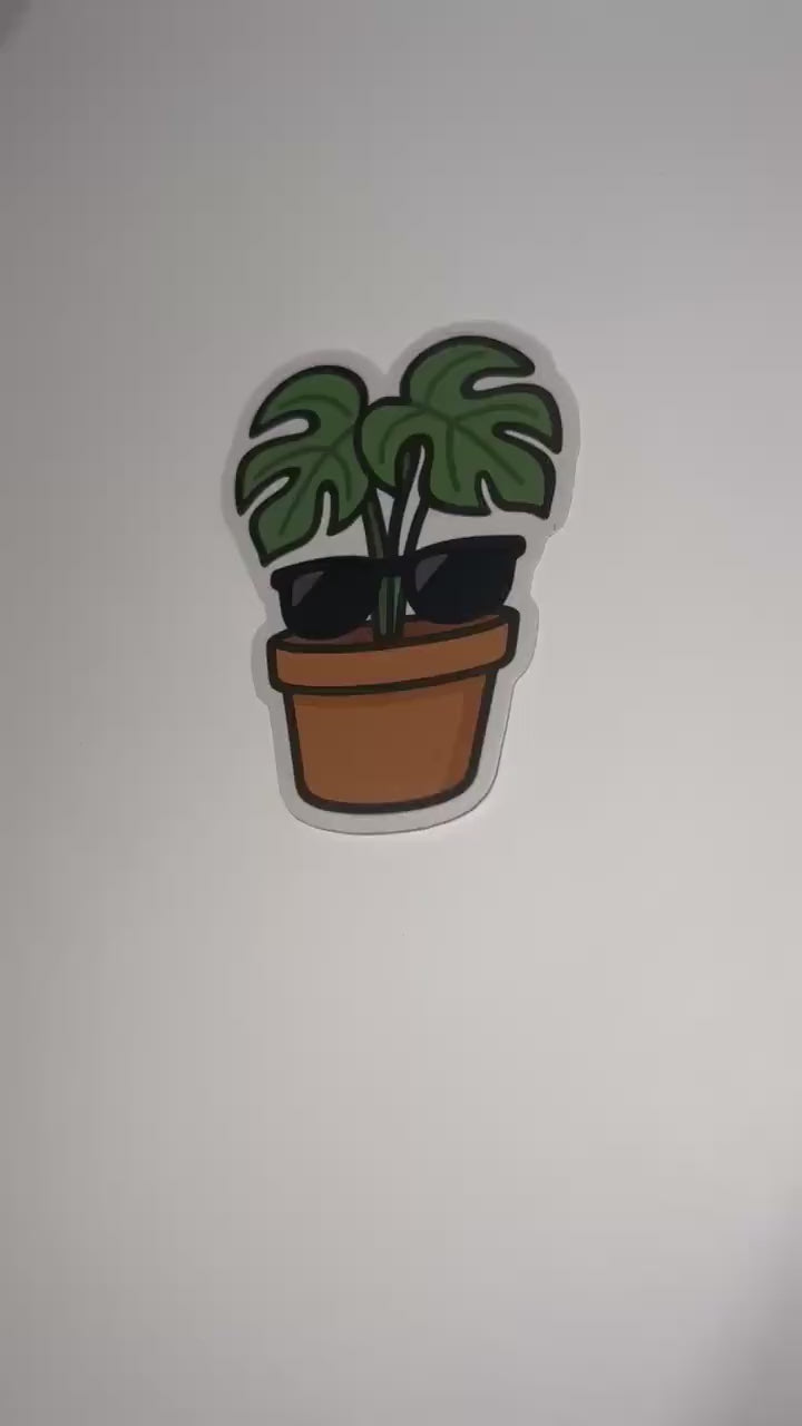 Plant With Glasses Sticker – Cute Nerdy Plant Vinyl Sticker for Plant Lovers