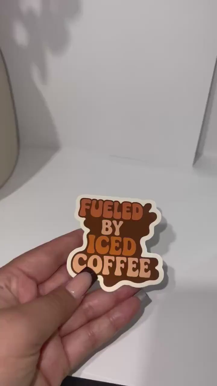 Fueled By Iced Coffee Sticker – Cute Coffee Lover Vinyl Sticker for Water Bottles & Laptops