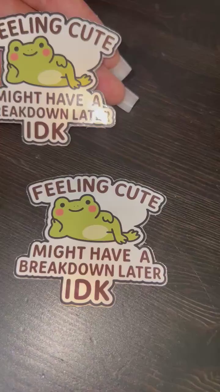 Feeling Cute Might Have a Breakdown Later | Glossy Vinyl Sticker