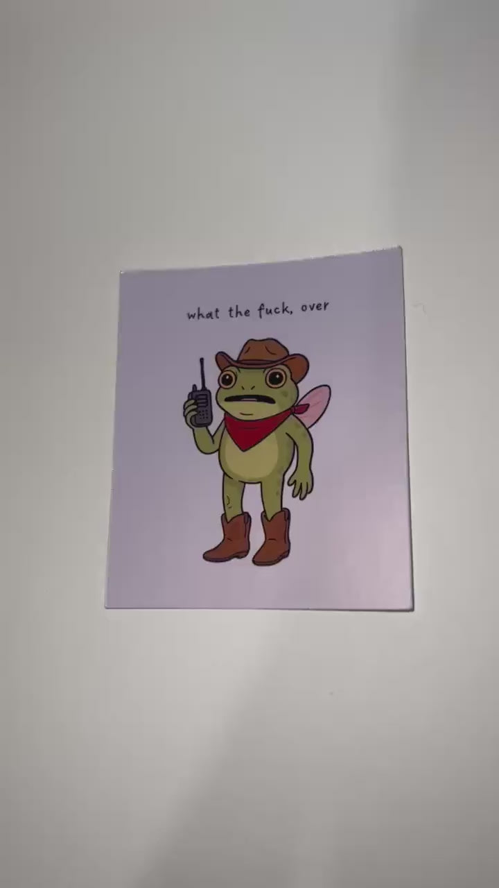 Frog With Walkie Talkie Sticker – “WTF: Over” Funny Frog Vinyl Sticker