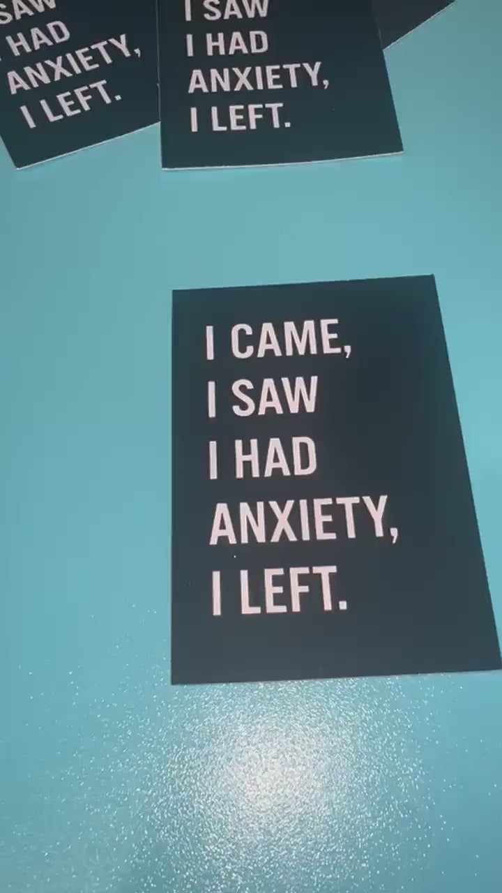 I Came, I Saw, I had anxiety, I left | Glossy Vinyl Sticker