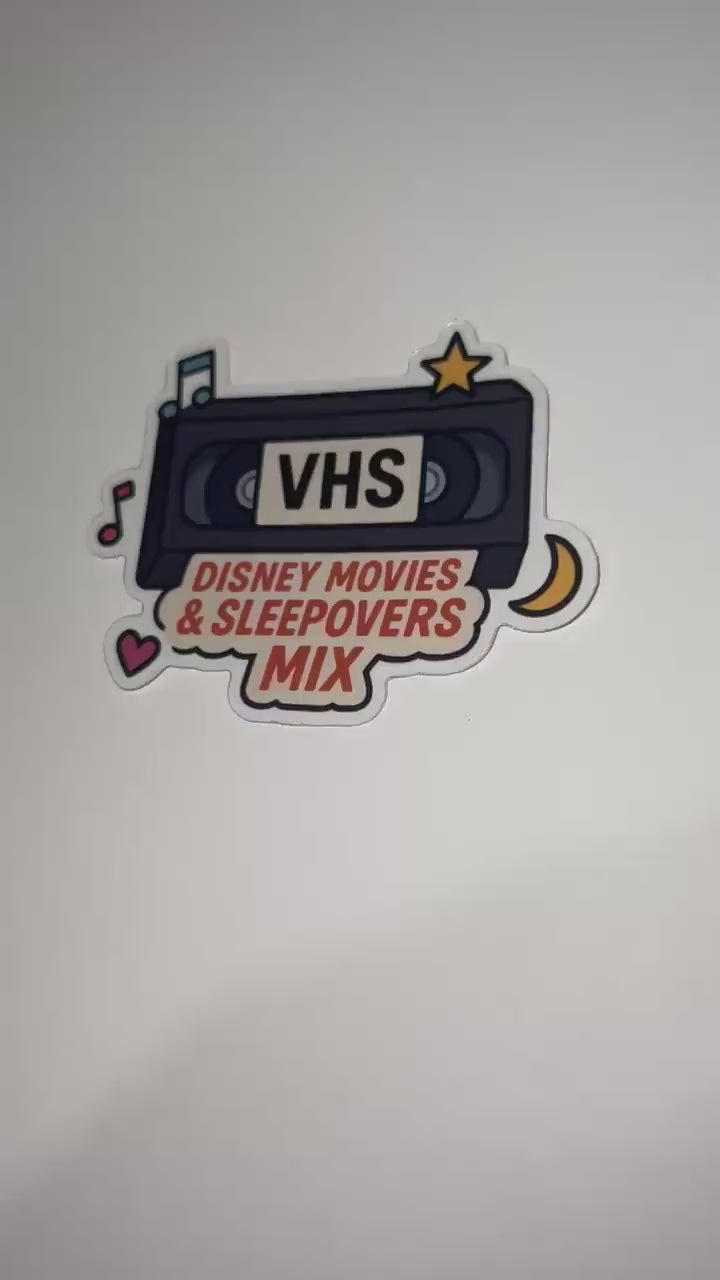 VHS Mixtape Sticker – 90s Sleepover Disney Movies Nostalgia Vinyl Sticker