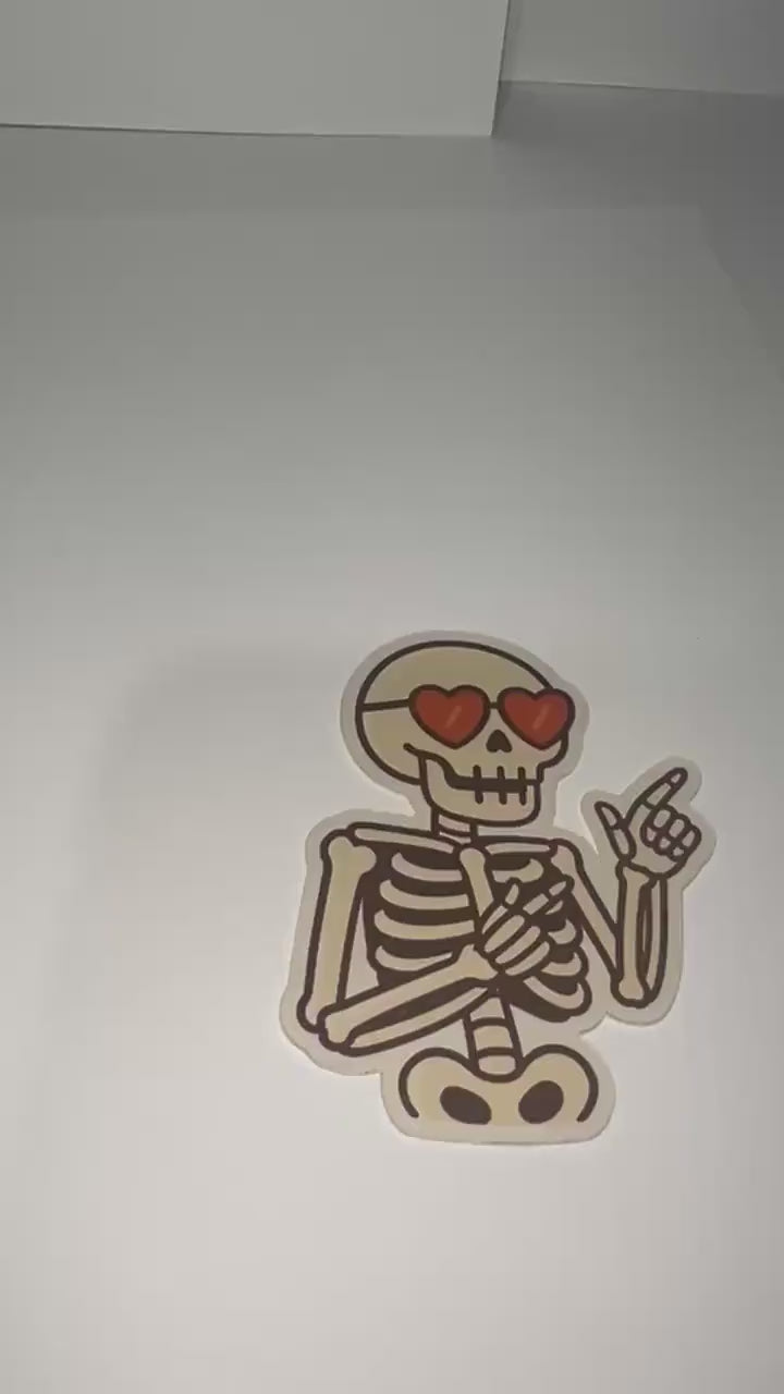 Silly Skeleton Sticker – Cute Skeleton with Heart Sunglasses
