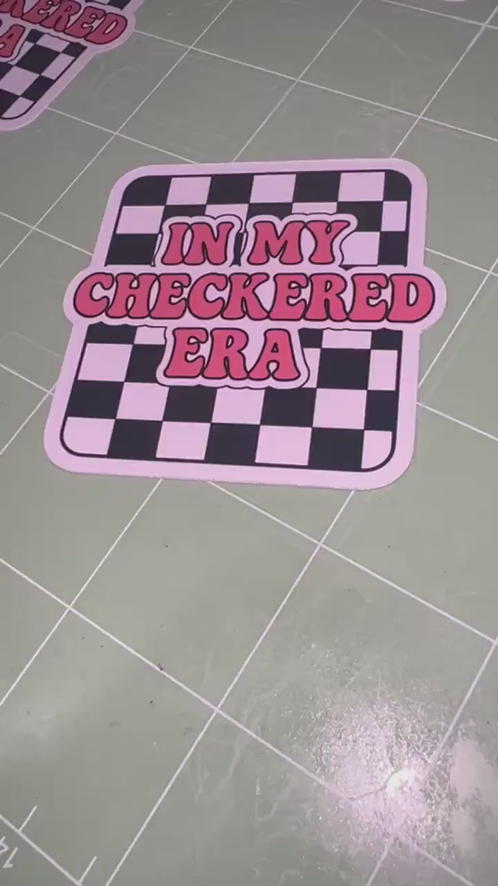 In My Checkered Era Sticker – Trendy Aesthetic Vinyl Sticker, Water-Resistant Die Cut Decal